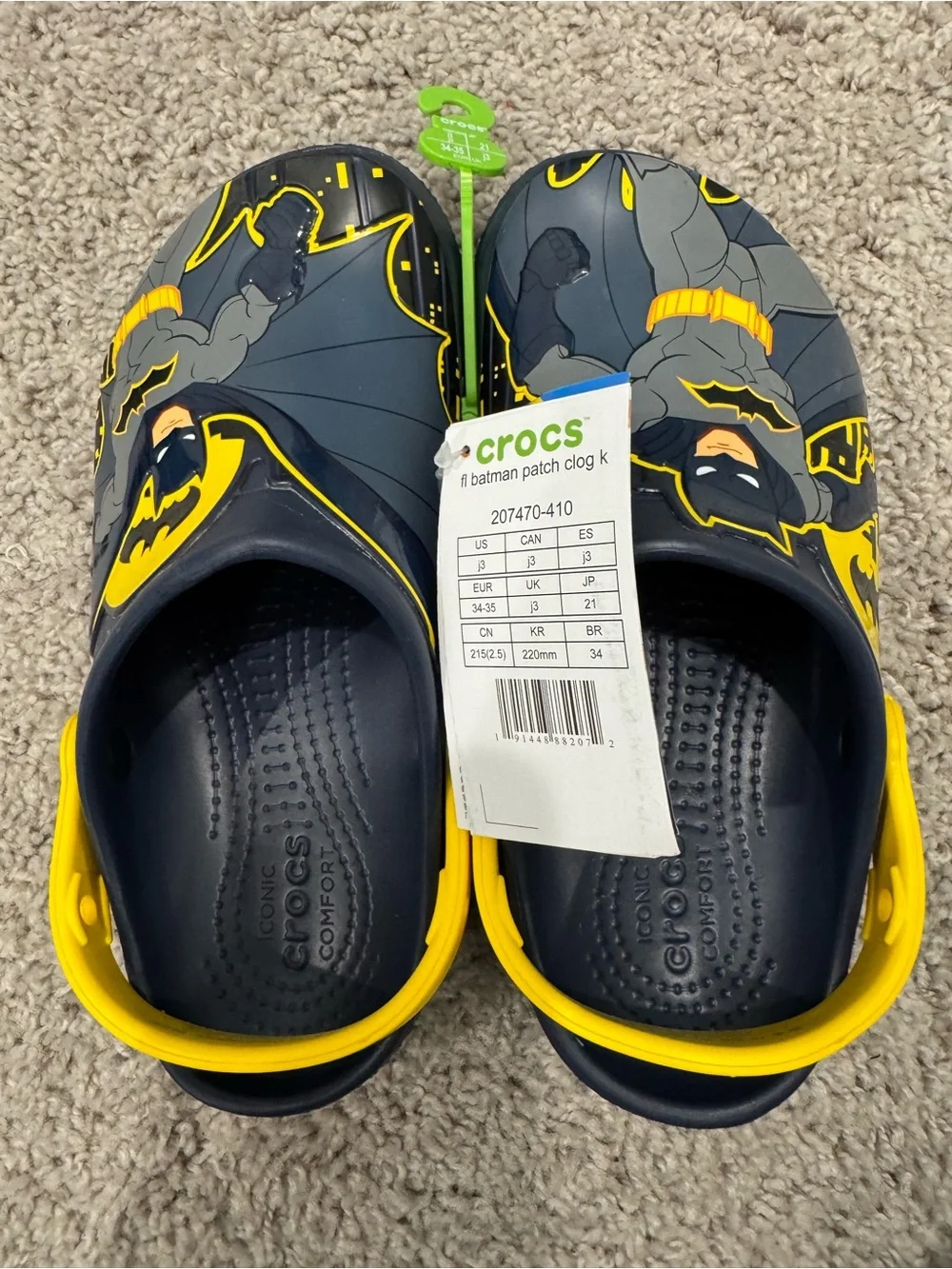 NWT Crocs Kids Batman Patch Clogs J3 Youth 3 DC Comics Superhero Shoes